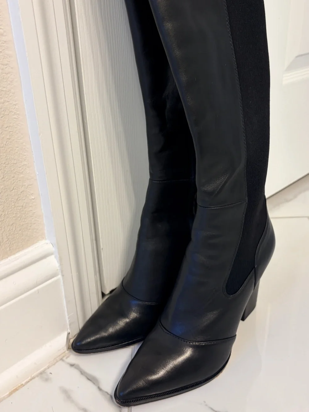Sam Edelman Natasha Over The Knee Leather Boots Black 8